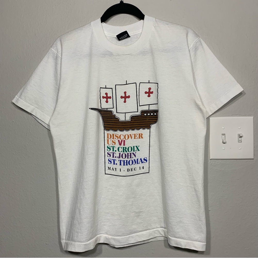 Vintage 90s Virgin Islands Cruise‎ White Single Stitch Tee Medium Travel